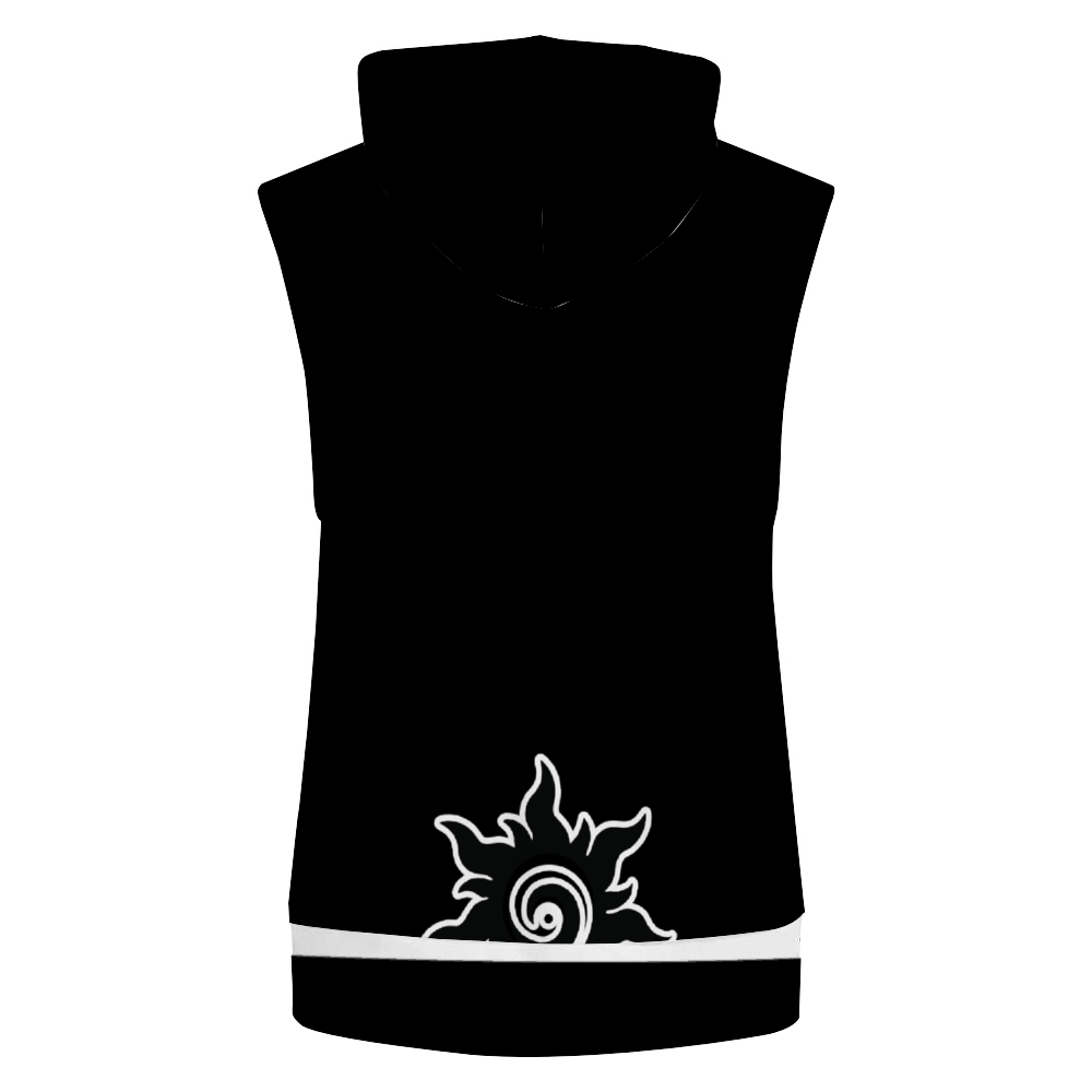 Sleeveless Long Hoodie Fashion Vest with Drawstring Hat - Image #2