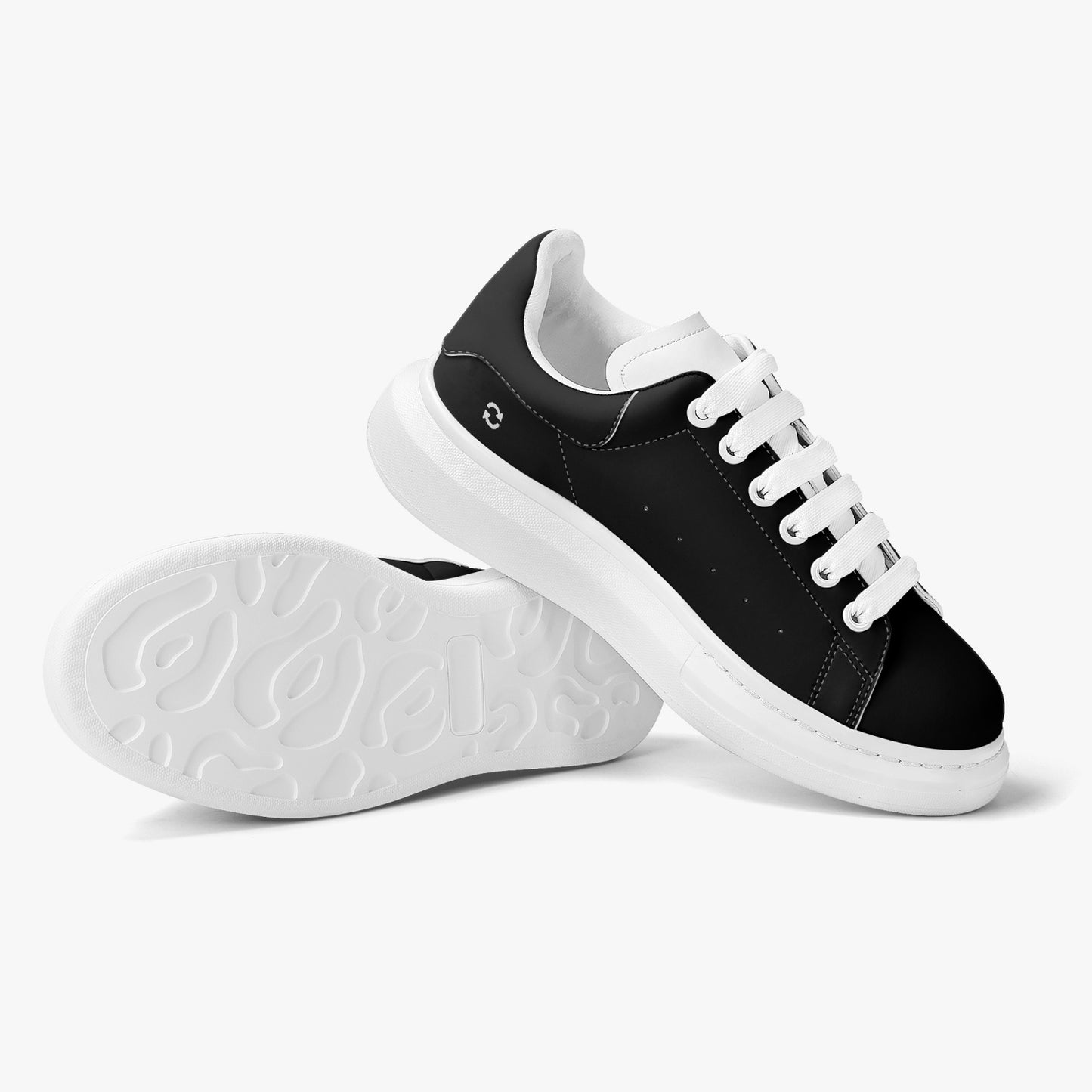 Unisex Low-Top Leather Sneakers shoes - Black