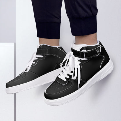 Unisex High-Top Leather Sneakers shoes ActSun - Black