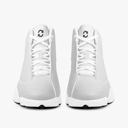 High-Top Leather Basketball Sneakers - White