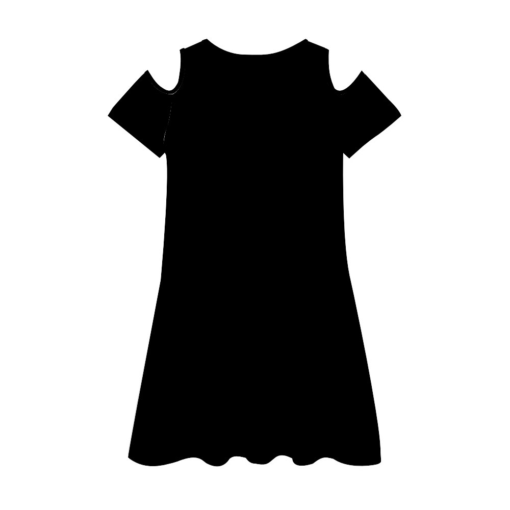 Round Neck Off The Shoulder Short Dress Black