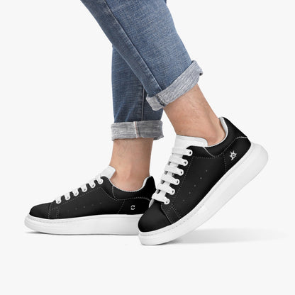 Unisex Low-Top Leather Sneakers shoes - Black